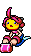 Sprite of Starfy in the mermaid costume holding a pink bag