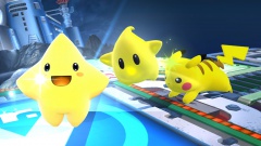 Starfy Assist Trophy with a yellow Luma and Pikachu in the Wii U version.