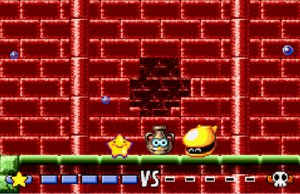Starfy and Moe celebrating their victory in sealing Ogura in the jar in Densetsu no Starfy.
