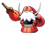 Official artwork of Old Man Lobber raising his stick from Densetsu no Starfy.